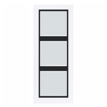 Arne & Bodil binnendeur ABB105 mat glas met blanke rand – extra wit afgelakt – glaslat diep zwart
