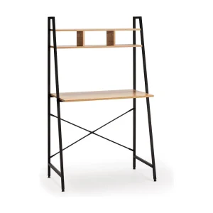 Bureau met 1 plank, wit eiken/zwart, 83 cm. Bureau met 1 plank, wit eiken/zwart, 83 cm.