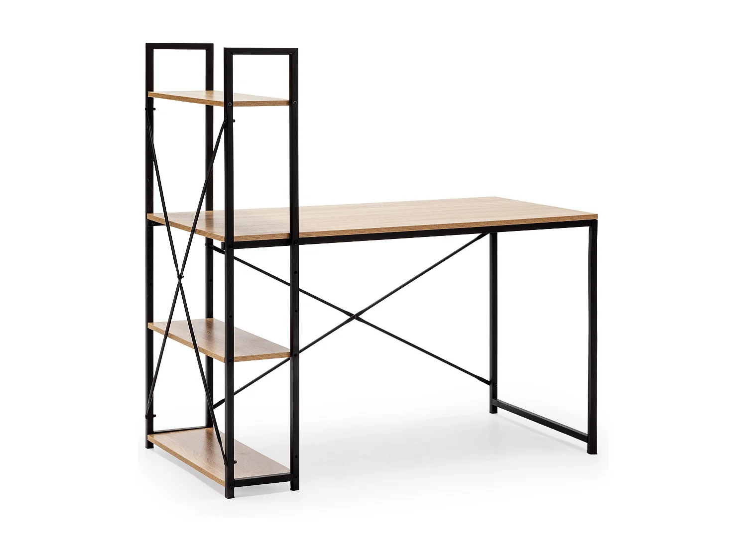 Bureau Lidia met 3 zwarte planken, industriële stijl, 120 cm.