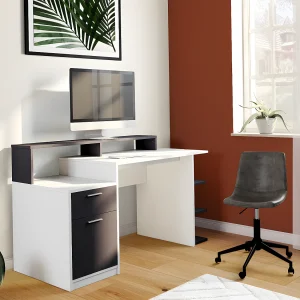 Bureau met opbergruimtes ZACHARIE – Wit en grijs
