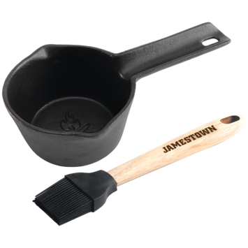 Barbecue marinade pan gietijzer met kwast zwart 26 x 20,3 x 58 cm