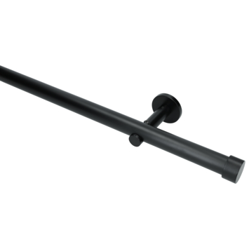 28 mm gordijnroede Modern zwart staal complete set 240 cm