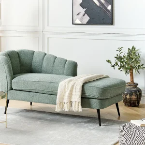 Chaise longue bouclé groen linkszijdig ALLIER Chaise longue bouclé groen linkszijdig ALLIER
