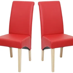 Cesena eetkamerstoel (set van 2), Kunstleer Mat, Rood, Lichte Voeten Cesena eetkamerstoel (set van 2), Kunstleer Mat, Rood, Lichte Voeten