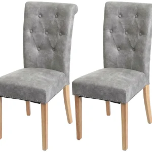 Chesterfield II eetkamerstoel (set van 2), stof/textiel lichtgrijs, lichte poten Chesterfield II eetkamerstoel (set van 2), stof/textiel lichtgrijs, lichte poten