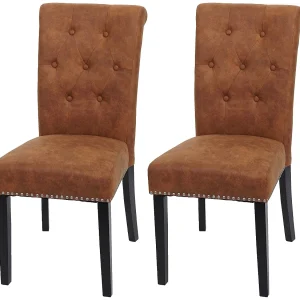 Chesterfield II eetkamerstoel (set van 2), Kunstsuède, donkere poten Chesterfield II eetkamerstoel (set van 2), Kunstsuède, donkere poten