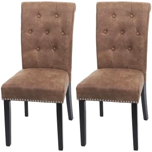 Chesterfield II eetkamerstoel (set van 2), stof/textiel bruin, donkere poten Chesterfield II eetkamerstoel (set van 2), stof/textiel bruin, donkere poten