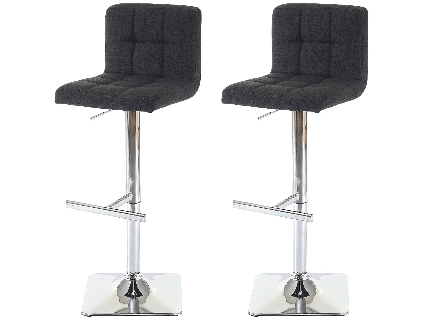 Cadiz barkruk (set van 2), stof/textiel donkergrijs, voet chroom