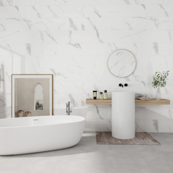 Wandtegel kunststof Allora 30,5×61 cm wit marmer glans, dikte 5mm  1,116 m²