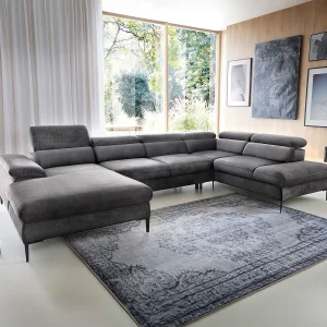 XXL hoekslaapbank met hoek links van antracietgrijs velours SEPINA van Pascal Morabito XXL hoekslaapbank met hoek links van antracietgrijs velours SEPINA van Pascal Morabito