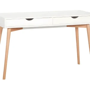 Bureau met 2 lades – MDF – wit – SKANDI Bureau met 2 lades – MDF – wit – SKANDI
