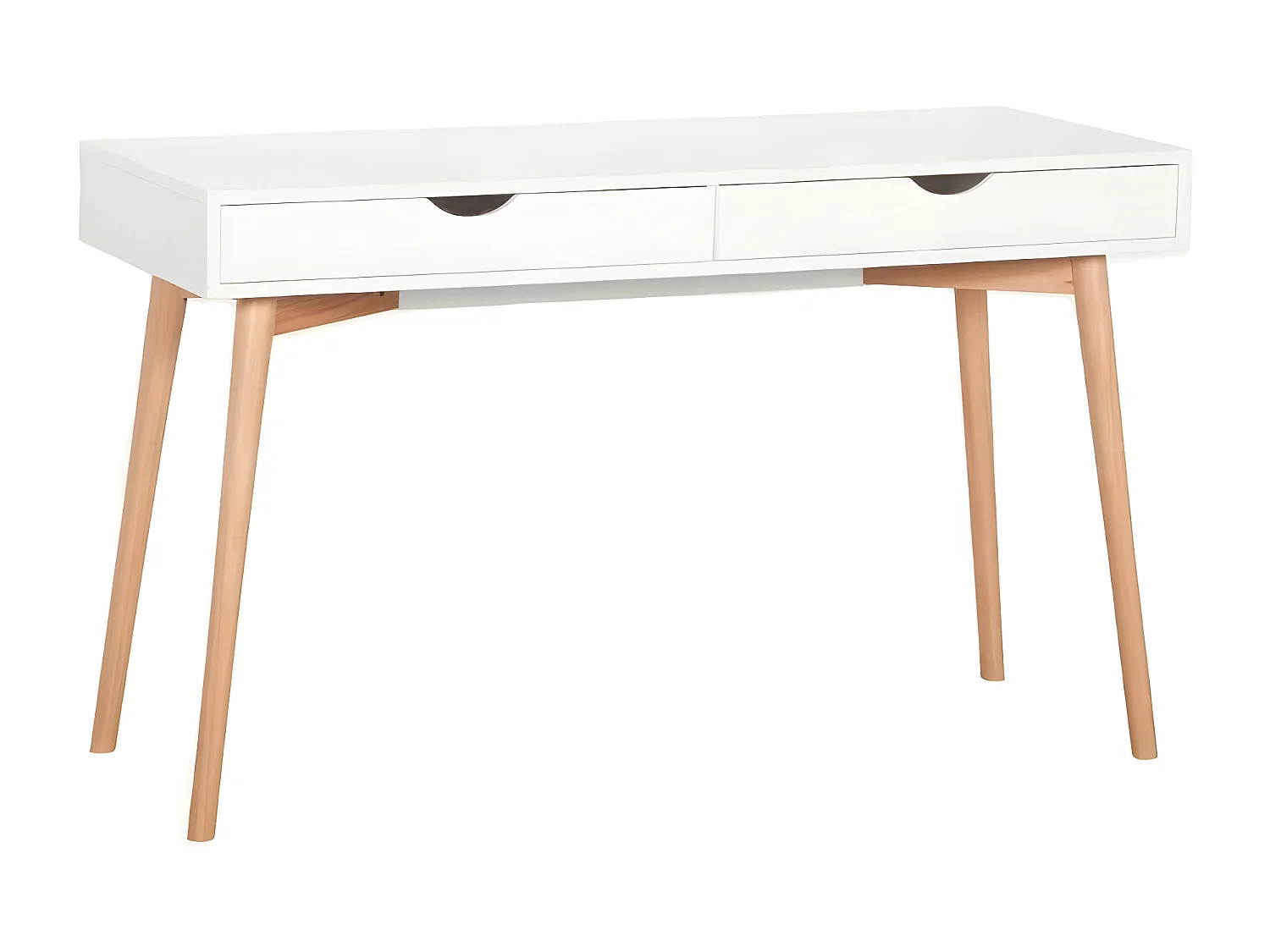 Bureau met 2 lades - MDF - wit - SKANDI
