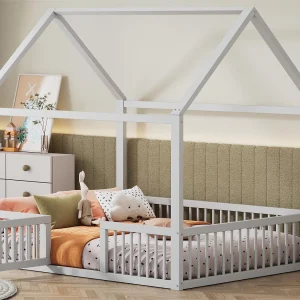 Kajuitbed voor kinderen of baby's – 140 x 200 cm – spijlen en deur – inclusief lattenbodem – wit hout Kajuitbed voor kinderen of baby's – 140 x 200 cm – spijlen en deur – inclusief lattenbodem – wit hout