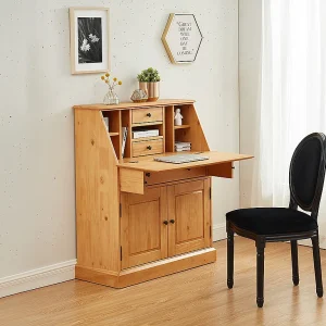 Bureaukast CLEORE – Dennenhout en MDF – Eiken – Koop online