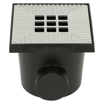 Ultradrain afvoerput met grijs rooster 20,2 x 20,2 x 21,3 cm