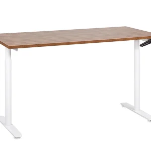 Bureau handmatig verstelbaar donkerbruin/wit 160 x 72 cm DESTINAS Bureau handmatig verstelbaar donkerbruin/wit 160 x 72 cm DESTINAS