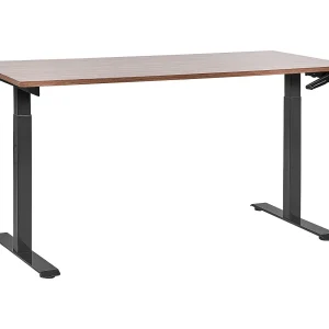 Bureau handmatig verstelbaar donkerbruin/zwart 160 x 72 cm DESTINES Bureau handmatig verstelbaar donkerbruin/zwart 160 x 72 cm DESTINES