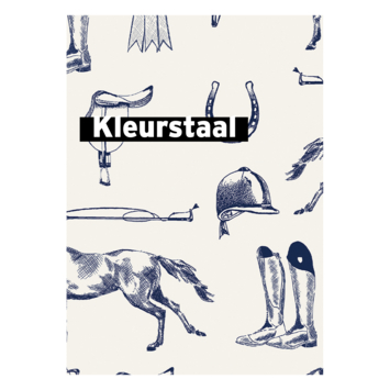 Behangstaal vliesbehang Joules Equestrian paarden print Crème/Blauw dessin 128902