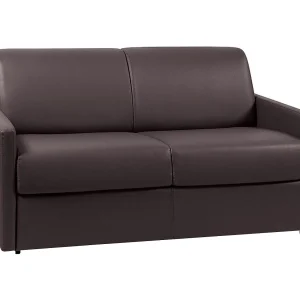 Slaapbank express bruin kunstleder traagschuim zitting 120 cm matras 14 cm CALIFE