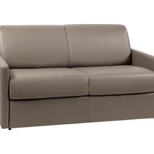Slaapbank express taupe kunstleer traagschuim zitting 120 cm matras 14 cm CALIFE Slaapbank express taupe kunstleer traagschuim zitting 120 cm matras 14 cm CALIFE