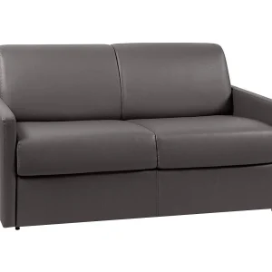 Express slaapbank in grijs kunstleer met traagschuim zitting 120 cm matras 18 cm CALIFE Express slaapbank in grijs kunstleer met traagschuim zitting 120 cm matras 18 cm CALIFE