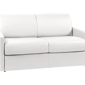 Uitklapbare express bank wit kunstleer traagschuim zitting 120 cm matras 22 cm CALIFE Uitklapbare express bank wit kunstleer traagschuim zitting 120 cm matras 22 cm CALIFE