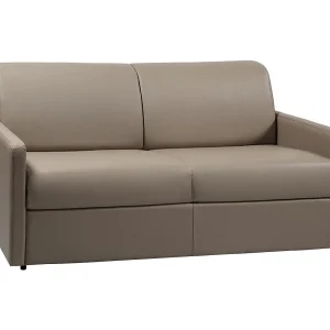 Slaapbank express taupe kunstleer traagschuim zitting 140 cm matras 14 cm CALIFE Slaapbank express taupe kunstleer traagschuim zitting 140 cm matras 14 cm CALIFE