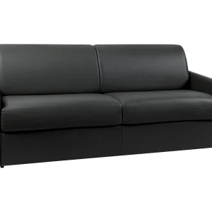Slaapbank zwart kunstleer traagschuim zitting 160 cm brede latten 14 cm CALIFE Slaapbank zwart kunstleer traagschuim zitting 160 cm brede latten 14 cm CALIFE