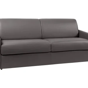 Slaapbank express grijs kunstleder traagschuim zitting 160 cm matras 14 cm CALIFE Slaapbank express grijs kunstleder traagschuim zitting 160 cm matras 14 cm CALIFE