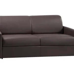 Slaapbank express bruin kunstleer traagschuim zitting 160 cm matras 22 cm CALIFE