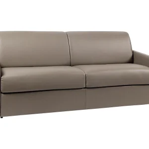 Express slaapbank taupe kunstleer traagschuim zitting 160 cm matras 22 cm CALIFE Express slaapbank taupe kunstleer traagschuim zitting 160 cm matras 22 cm CALIFE
