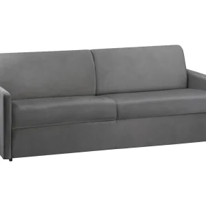 Bedbank in grijs velours met traagschuim zitting 160 cm matras 22 cm CALIFE Bedbank in grijs velours met traagschuim zitting 160 cm matras 22 cm CALIFE