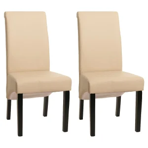 Cesena eetkamerstoel (set van 2),  Leder, crème, donkere poten