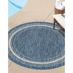 Buitenkleed – 122×122 – Blauw – Tulum Border Buitenkleed – 122×122 – Blauw – Tulum Border