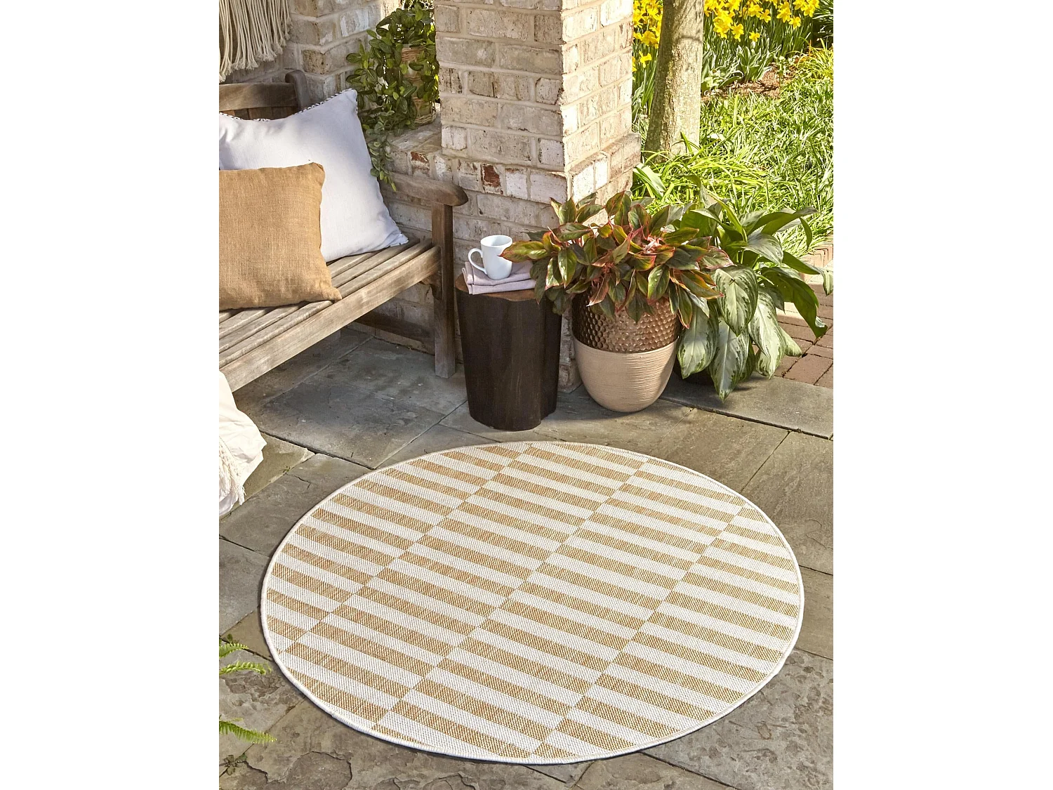Buitenkleed - 125x125 - Taupe - Tulum Tile