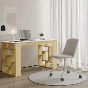 Bureau met 10 opbergplanken, wit en naturel – JOVISO Bureau met 10 opbergplanken, wit en naturel – JOVISO