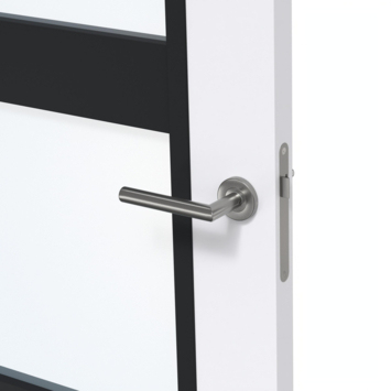 Arne & Bodil binnendeur ABB102 blank glas – extra wit afgelakt – glaslat diep zwart