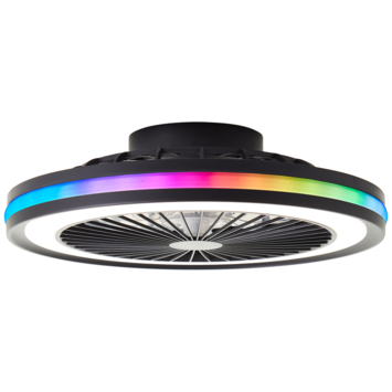 Brilliant plafondventilator Palmero met lamp en RGB functie 40W zwart