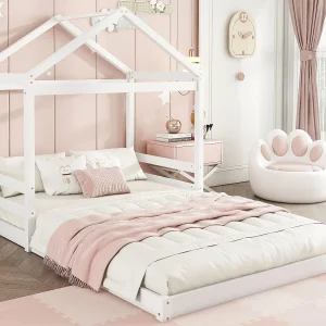 Cabinebed 140x200cm in massief hout – met lattenbodem – Wit (matras niet inbegrepen) Cabinebed 140x200cm in massief hout – met lattenbodem – Wit (matras niet inbegrepen)