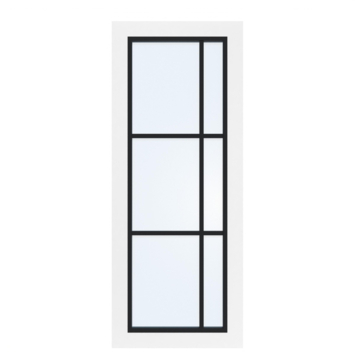 Arne & Bodil binnendeur ABD504 blank glas – wit afgelakt – glaslat diep zwart