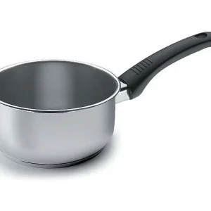 Casserole Studio 12cm van 18/10 roestvrij staal met ergonomische handgreep van zwart bakeliet Casserole Studio 12cm van 18/10 roestvrij staal met ergonomische handgreep van zwart bakeliet