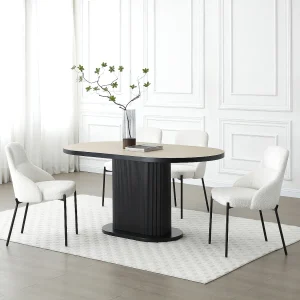 Eettafel 6 personen van mdf – Naturel en zwart – CALIENO