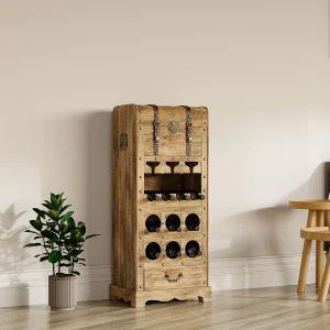 Flessenrek, fleshouder, opbergruimte van hout – L43 x H100 cm – Naturel – CAVINA Flessenrek, fleshouder, opbergruimte van hout – L43 x H100 cm – Naturel – CAVINA