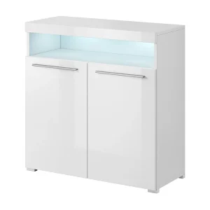 Buffet in glanzend wit met geïntegreerde multicolor LED-verlichting collectie BOMBAY. Buffet in glanzend wit met geïntegreerde multicolor LED-verlichting collectie BOMBAY.