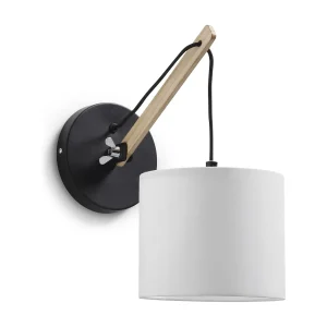 BRITTA moderne stijl wandlamp – E27 60W – 90º graden – katoen – staal en hout – ip20