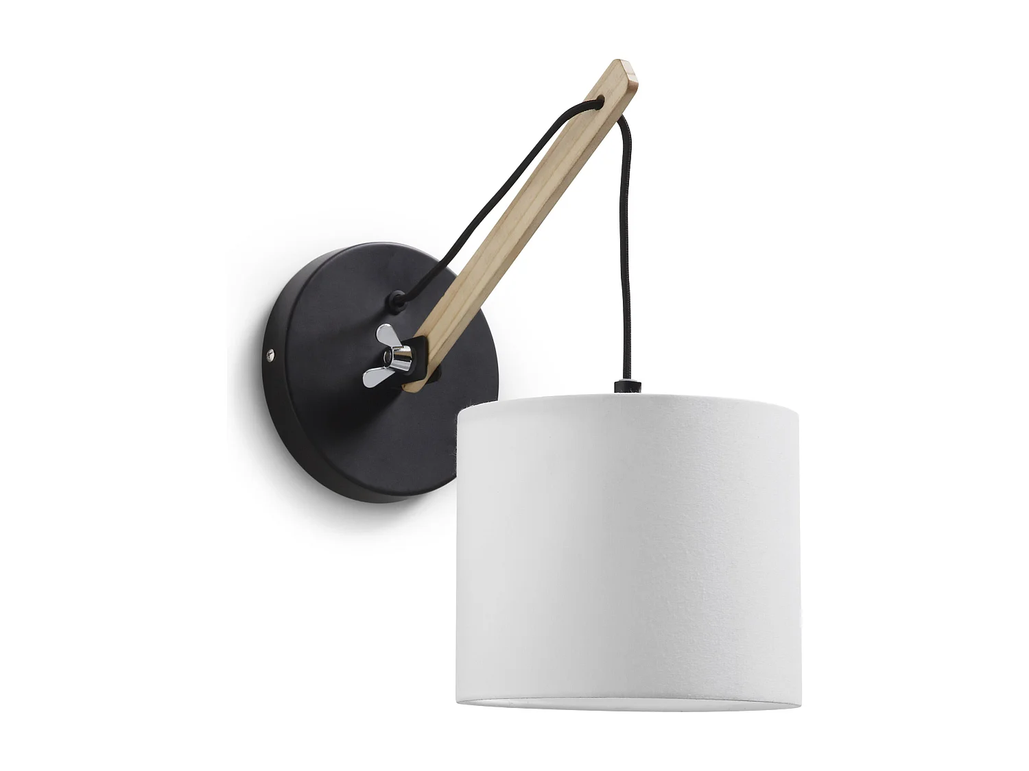 BRITTA moderne stijl wandlamp - E27 60W - 90º graden - katoen - staal en hout - ip20