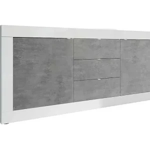 Buffet 2 deuren en 3 laden, collectie ISORA, kleur wit en grijs betoneffect Buffet 2 deuren en 3 laden, collectie ISORA, kleur wit en grijs betoneffect