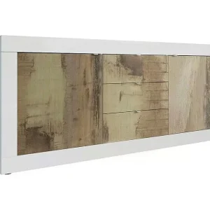 Buffet 2 deuren en 3 laden, collectie ISORA, kleur wit en licht eiken Buffet 2 deuren en 3 laden, collectie ISORA, kleur wit en licht eiken