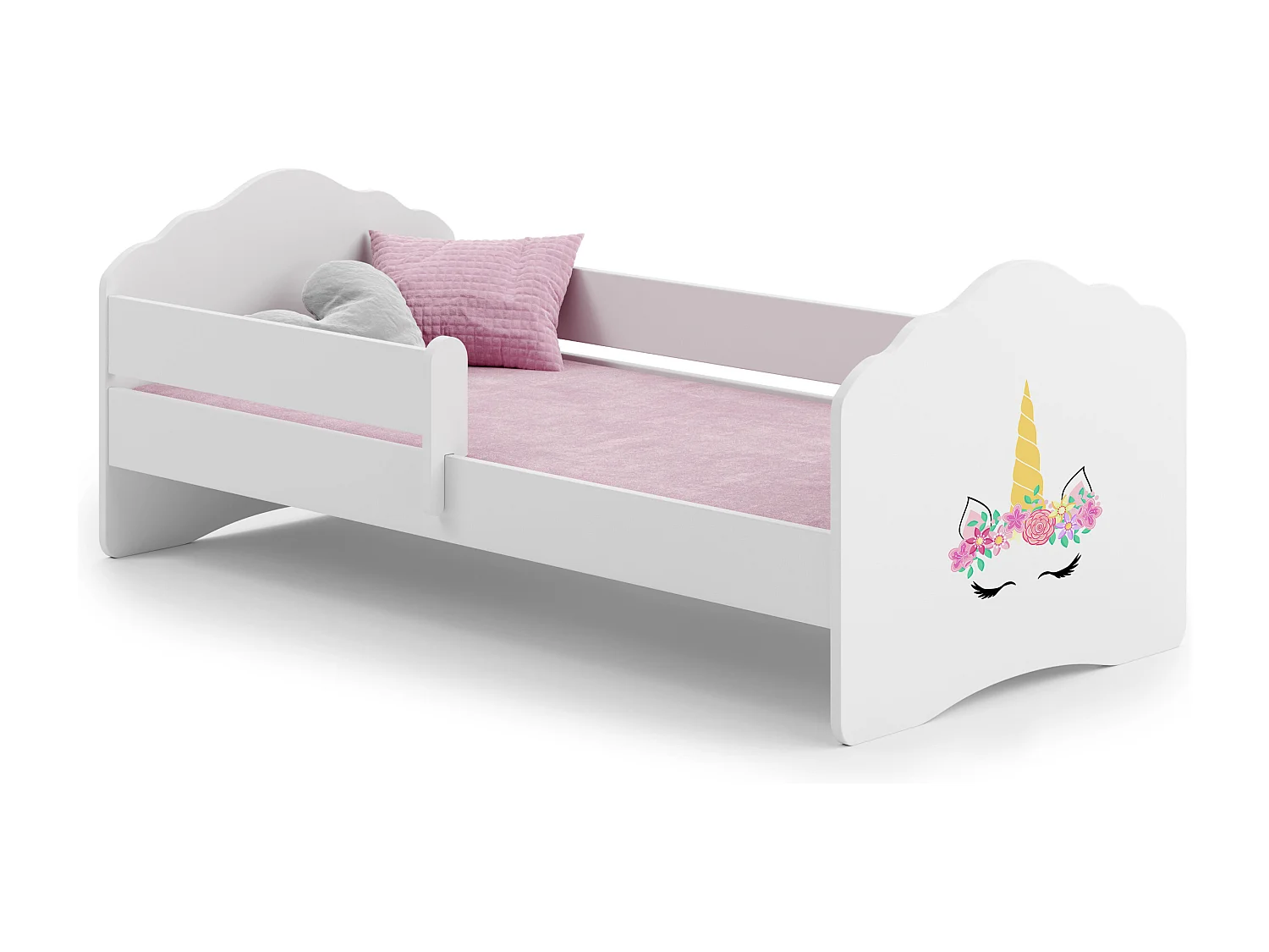 Cama de criança 140 x 70 colchão e estrado incluídos Kobi Wave Unicorn horn