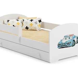 Cama de criança 140 x 70 com gaveta, colchão e estrado incluídos Kobi Luk Police